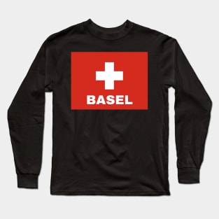 Basel City in Swiss Flag Long Sleeve T-Shirt